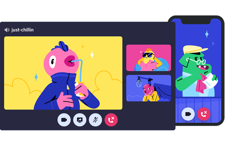 Ilustração com vários personagens do Discord celebrando